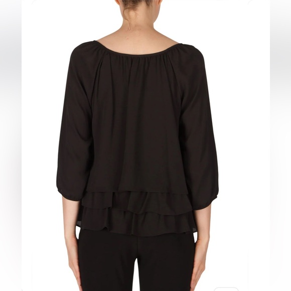 Joseph Ribkoff Blouse Tiered Ruffle Hem Black size 8 - Picture 4 of 8